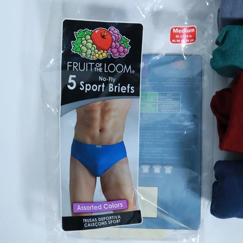 Fruit of Loom Lot of 4 Gray Blue Green Red Sport Briefs Medium 32-34 2011 No Fly